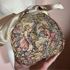Vintage Victorian Revival courting couple floral Tapestry mini Bag